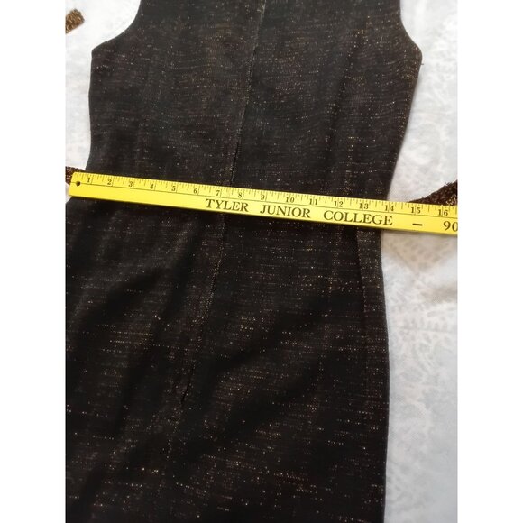 Vintage Camelot Patty Ann Black & Gold Glitter Sheath Dress With Belt Medium - Picture 8 of 9